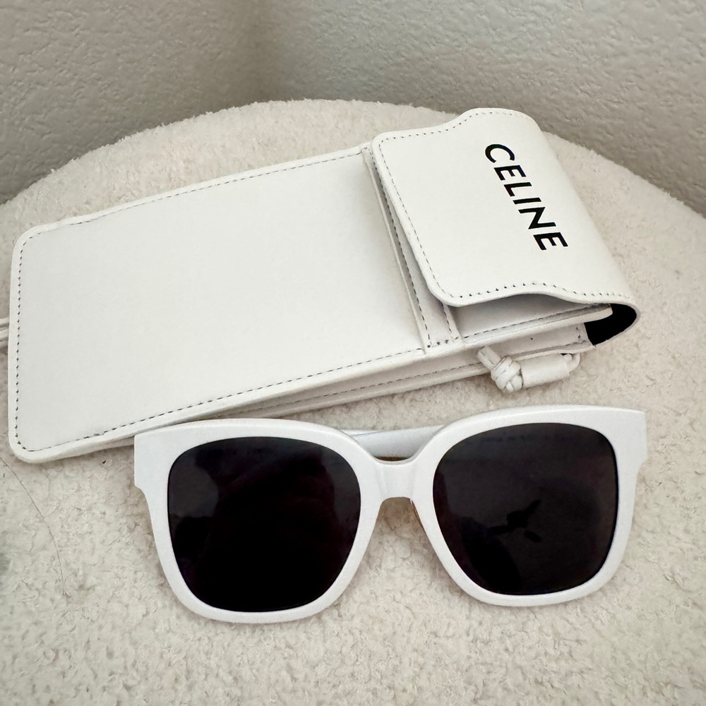 Celine White Sunglasses with Black Lenses